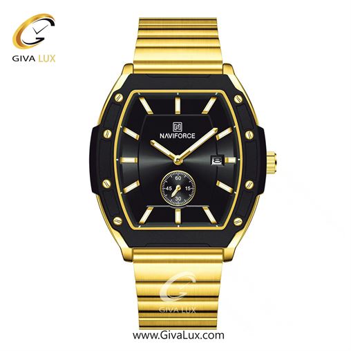 ساعت مچی اورجینال مردانه ناوی فورس|Naviforce|نوی فورس|نیوی فورس دو موتوره زیر ثانیه طلایی-مشکی | طلایی| مشکی| کد رفرنس NF8068 G/B